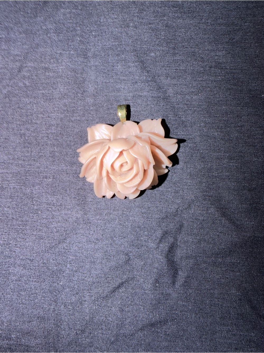 Source Unknown Soft Pink Rose Carved Pendant Necklace